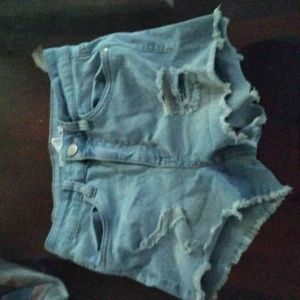 Light blue denim shorts